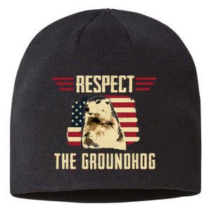 Respect The Groundhog Woodchuck Photo Groundhog Day Sustainable Beanie