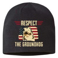 Respect The Groundhog Woodchuck Photo Groundhog Day Sustainable Beanie