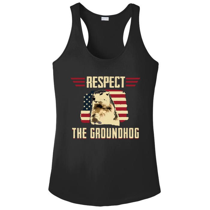 Respect The Groundhog Woodchuck Photo Groundhog Day Ladies PosiCharge Competitor Racerback Tank