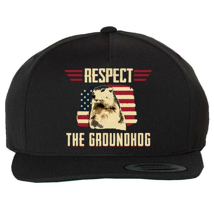 Respect The Groundhog Woodchuck Photo Groundhog Day Wool Snapback Cap