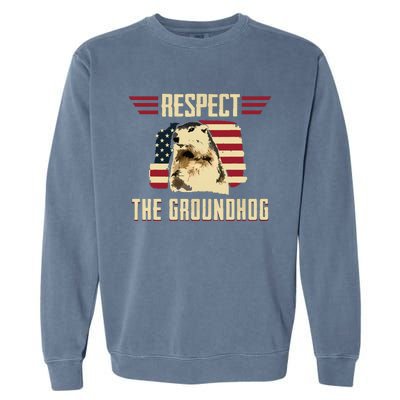 Respect The Groundhog Woodchuck Photo Groundhog Day Garment-Dyed Sweatshirt