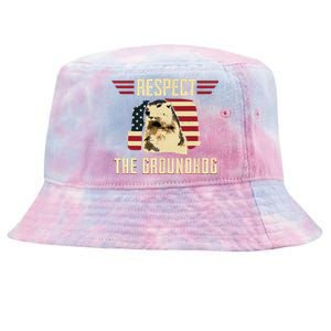 Respect The Groundhog Woodchuck Photo Groundhog Day Tie-Dyed Bucket Hat