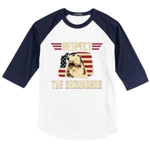 Respect The Groundhog Woodchuck Photo Groundhog Day Baseball Sleeve Shirt