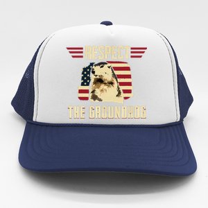 Respect The Groundhog Woodchuck Photo Groundhog Day Trucker Hat