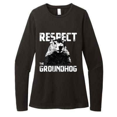 Respect The Groundhog Funny Woodchuck Womens CVC Long Sleeve Shirt