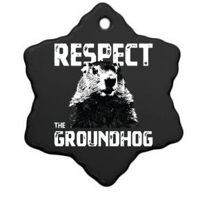 Respect The Groundhog Funny Woodchuck Ceramic Star Ornament