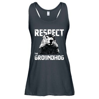 Respect The Groundhog Funny Woodchuck Ladies Essential Flowy Tank