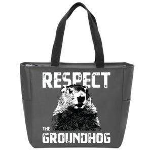 Respect The Groundhog Funny Woodchuck Zip Tote Bag