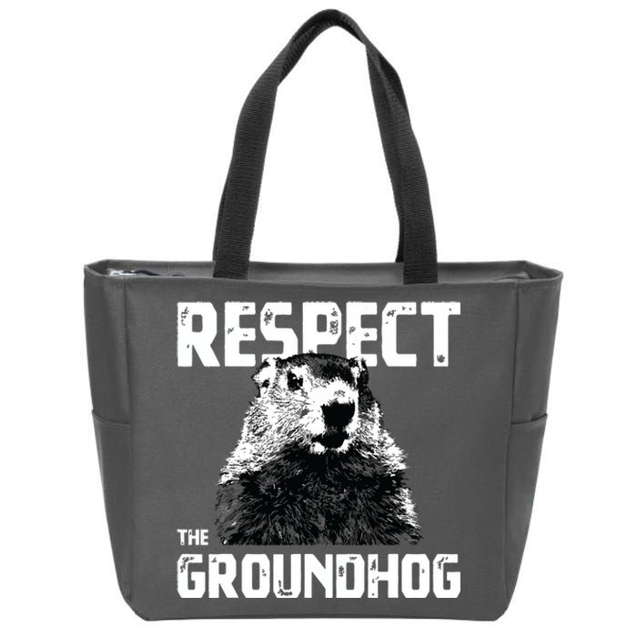 Respect The Groundhog Funny Woodchuck Zip Tote Bag