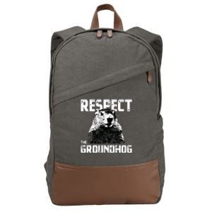 Respect The Groundhog Funny Woodchuck Cotton Canvas Backpack