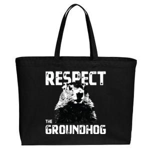 Respect The Groundhog Funny Woodchuck Cotton Canvas Jumbo Tote