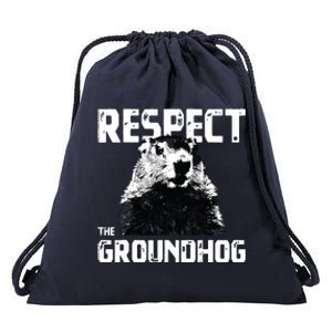 Respect The Groundhog Funny Woodchuck Drawstring Bag