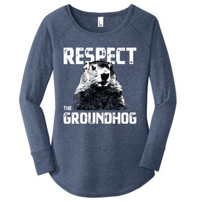 Respect The Groundhog Funny Woodchuck Women's Perfect Tri Tunic Long Sleeve Shirt