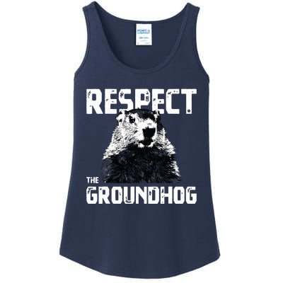 Respect The Groundhog Funny Woodchuck Ladies Essential Tank