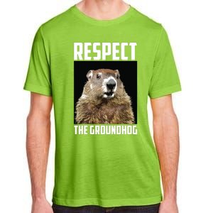 Respect The Groundhog Woodchuck Photo Groundhog Day Adult ChromaSoft Performance T-Shirt