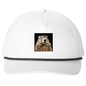 Respect The Groundhog Woodchuck Photo Groundhog Day Snapback Five-Panel Rope Hat