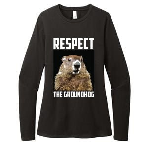 Respect The Groundhog Woodchuck Photo Groundhog Day Womens CVC Long Sleeve Shirt