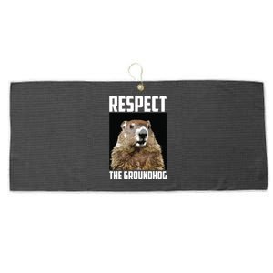 Respect The Groundhog Woodchuck Photo Groundhog Day Large Microfiber Waffle Golf Towel