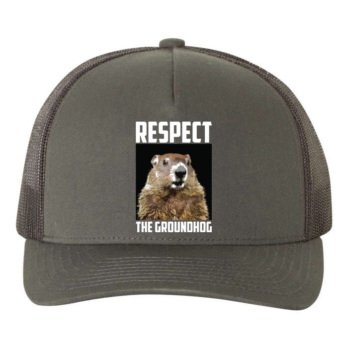 Respect The Groundhog Woodchuck Photo Groundhog Day Yupoong Adult 5-Panel Trucker Hat