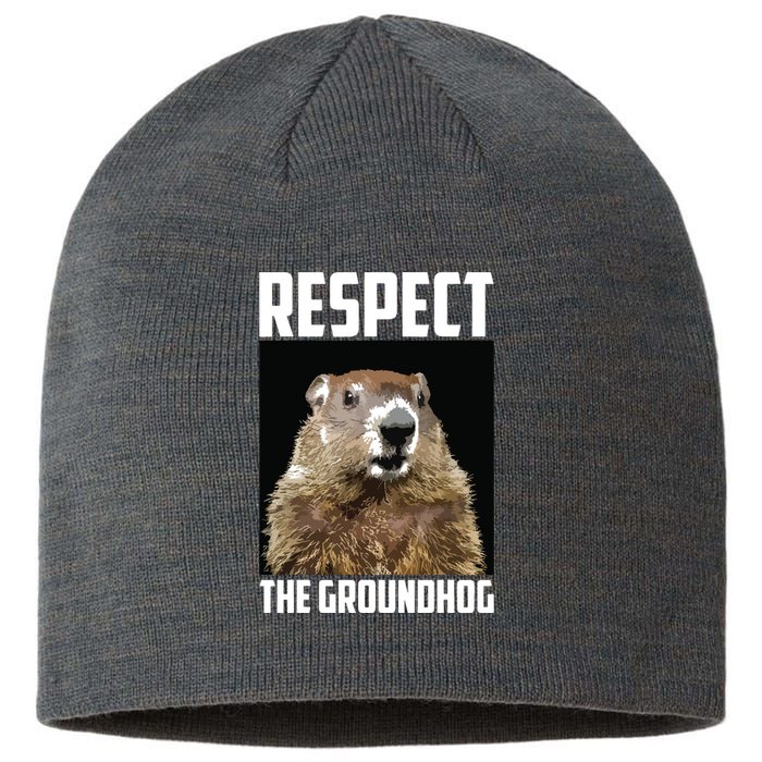 Respect The Groundhog Woodchuck Photo Groundhog Day Sustainable Beanie