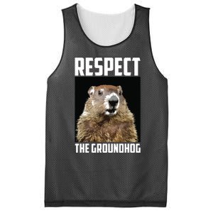 Respect The Groundhog Woodchuck Photo Groundhog Day Mesh Reversible Basketball Jersey Tank