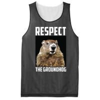 Respect The Groundhog Woodchuck Photo Groundhog Day Mesh Reversible Basketball Jersey Tank