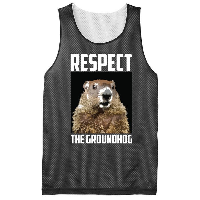 Respect The Groundhog Woodchuck Photo Groundhog Day Mesh Reversible Basketball Jersey Tank