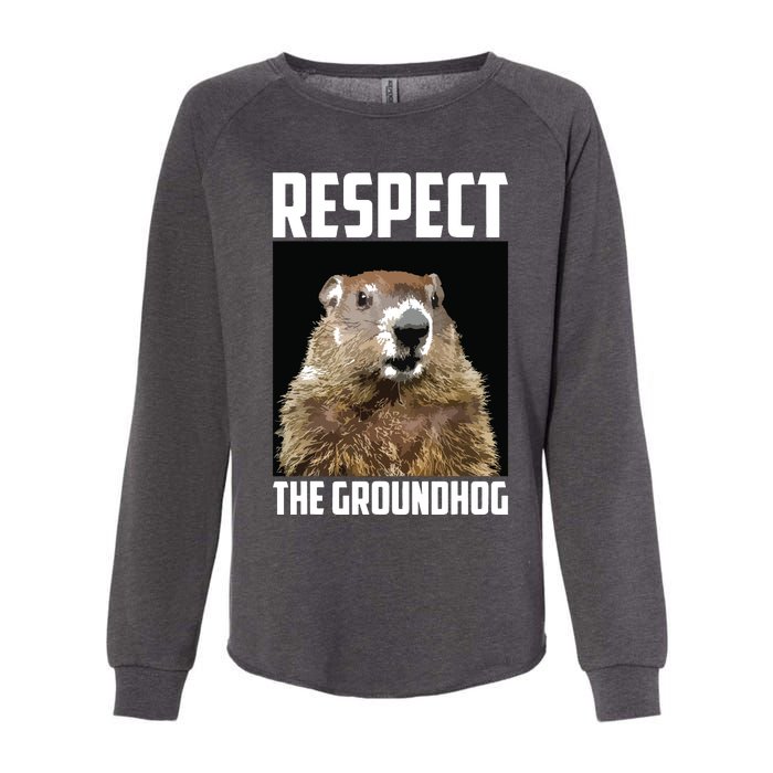 Respect The Groundhog Woodchuck Photo Groundhog Day Womens California Wash Sweatshirt