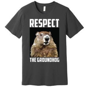 Respect The Groundhog Woodchuck Photo Groundhog Day Premium T-Shirt