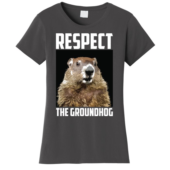 Respect The Groundhog Woodchuck Photo Groundhog Day Women's T-Shirt