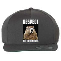 Respect The Groundhog Woodchuck Photo Groundhog Day Wool Snapback Cap