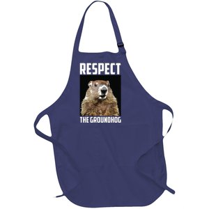 Respect The Groundhog Woodchuck Photo Groundhog Day Full-Length Apron With Pockets