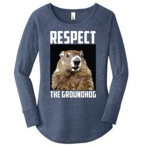 Respect The Groundhog Woodchuck Photo Groundhog Day Women's Perfect Tri Tunic Long Sleeve Shirt