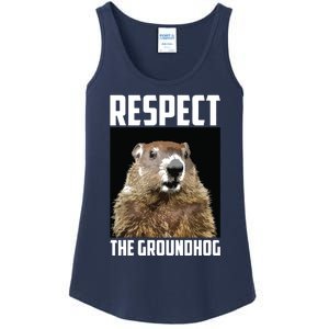 Respect The Groundhog Woodchuck Photo Groundhog Day Ladies Essential Tank