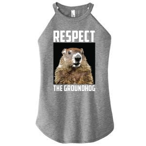 Respect The Groundhog Woodchuck Photo Groundhog Day Women's Perfect Tri Rocker Tank