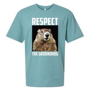 Respect The Groundhog Woodchuck Photo Groundhog Day Sueded Cloud Jersey T-Shirt