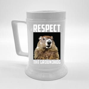 Respect The Groundhog Woodchuck Photo Groundhog Day Beer Stein