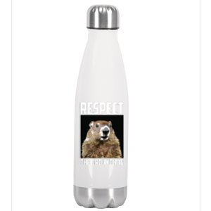 Respect The Groundhog Woodchuck Photo Groundhog Day Stainless Steel Insulated Water Bottle