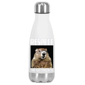 Respect The Groundhog Woodchuck Photo Groundhog Day Stainless Steel Insulated Water Bottle