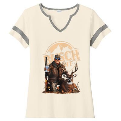 Retro Trump Hunting Deer Funny Beer Drinking Beer Hunting Ladies Halftime Notch Neck Tee