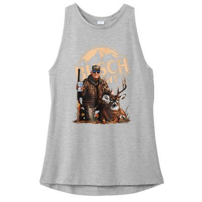 Retro Trump Hunting Deer Funny Beer Drinking Beer Hunting Ladies PosiCharge Tri-Blend Wicking Tank