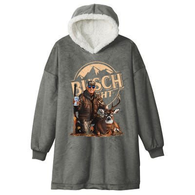 Retro Trump Hunting Deer Funny Beer Drinking Beer Hunting Hooded Wearable Blanket