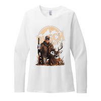 Retro Trump Hunting Deer Funny Beer Drinking Beer Hunting Womens CVC Long Sleeve Shirt