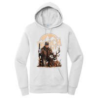 Retro Trump Hunting Deer Funny Beer Drinking Beer Hunting Women's Pullover Hoodie