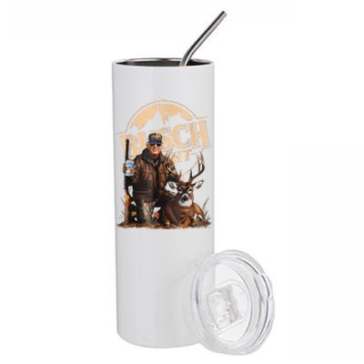 Retro Trump Hunting Deer Funny Beer Drinking Beer Hunting Stainless Steel Tumbler