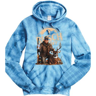 Retro Trump Hunting Deer Funny Drinking Beer Hunting On Back Tie Dye Hoodie