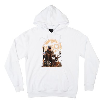 Retro Trump Hunting Deer Funny Drinking Beer Hunting On Back Hoodie