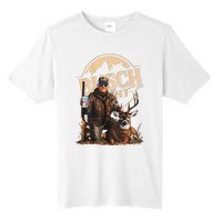 Retro Trump Hunting Deer Funny Drinking Beer Hunting On Back Tall Fusion ChromaSoft Performance T-Shirt