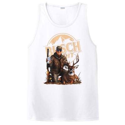 Retro Trump Hunting Deer Funny Drinking Beer Hunting On Back PosiCharge Competitor Tank