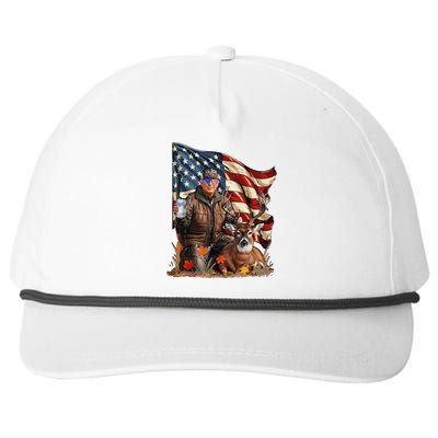 Retro Trump Hunting Deer Funny Beer Drinking Beer Hunting Gift Snapback Five-Panel Rope Hat